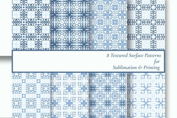8 Blue Tile Sublimation Seamless Patterns