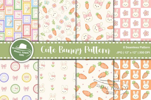 Adorable Bunny Seamless Pattern Digital Paper