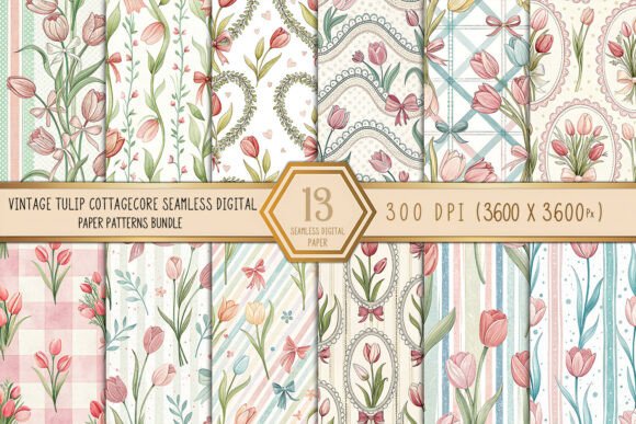 Bringing Spring Indoors with Vintage Tulip Cottagecore Seamless Patterns
