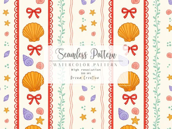 Coquette Seashells Pattern Summer Paper Guide