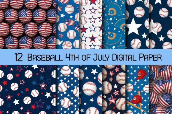 Ignite Your Summer Designs with Premium Baseball 4th of July Digital Paper