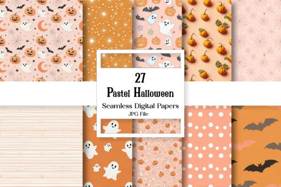 Pastel Halloween Digital Paper for Soft Spooky Designs
