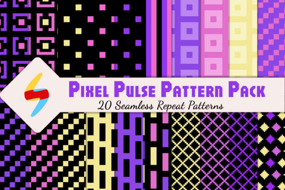 Pixel Pulse Neon Pattern Pack: Retro Energy