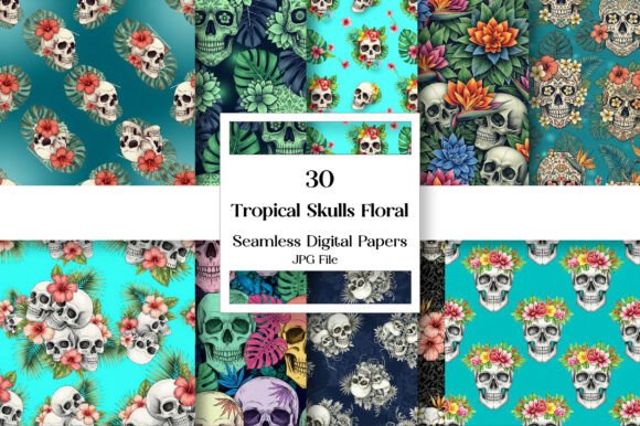 Tropical Skulls Floral Pattern: Bold & Exotic