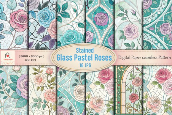Unlocking Creativity with Stained Glass Pastel Roses Digital Paper