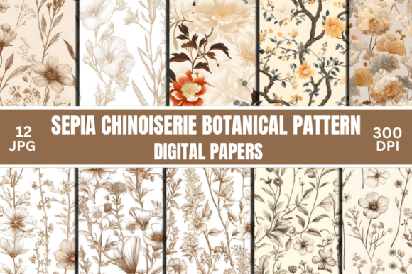 Unlocking the Timeless Elegance of Sepia Chinoiserie Botanical Patterns for Modern Digital Crafts